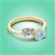 3 - Afra 1.57 ctw Moissanite Pear Shape (7x5 mm) & Aquamarine Oval Shape (7x5 mm) Toi Et Moi Engagement Ring 