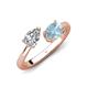 4 - Afra 1.57 ctw Moissanite Pear Shape (7x5 mm) & Aquamarine Oval Shape (7x5 mm) Toi Et Moi Engagement Ring 