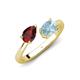 4 - Afra 1.62 ctw Red Garnet Pear Shape (7x5 mm) & Aquamarine Oval Shape (7x5 mm) Toi Et Moi Engagement Ring 