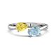1 - Afra 1.62 ctw Yellow Sapphire Pear Shape (7x5 mm) & Aquamarine Oval Shape (7x5 mm) Toi Et Moi Engagement Ring 