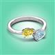 3 - Afra 1.62 ctw Yellow Sapphire Pear Shape (7x5 mm) & Aquamarine Oval Shape (7x5 mm) Toi Et Moi Engagement Ring 