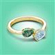 3 - Afra 1.58 ctw Lab Created Alexandrite Pear Shape (7x5 mm) & Aquamarine Oval Shape (7x5 mm) Toi Et Moi Engagement Ring 