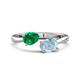 1 - Afra 1.52 ctw Emerald Pear Shape (7x5 mm) & Aquamarine Oval Shape (7x5 mm) Toi Et Moi Engagement Ring 