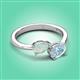 3 - Afra 1.07 ctw Opal Pear Shape (7x5 mm) & Aquamarine Oval Shape (7x5 mm) Toi Et Moi Engagement Ring 