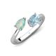 4 - Afra 1.07 ctw Opal Pear Shape (7x5 mm) & Aquamarine Oval Shape (7x5 mm) Toi Et Moi Engagement Ring 