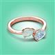 3 - Afra 1.07 ctw Opal Pear Shape (7x5 mm) & Aquamarine Oval Shape (7x5 mm) Toi Et Moi Engagement Ring 