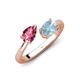 4 - Afra 1.42 ctw Pink Tourmaline Pear Shape (7x5 mm) & Aquamarine Oval Shape (7x5 mm) Toi Et Moi Engagement Ring 
