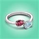 3 - Afra 1.42 ctw Pink Tourmaline Pear Shape (7x5 mm) & Aquamarine Oval Shape (7x5 mm) Toi Et Moi Engagement Ring 