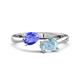 1 - Afra 1.47 ctw Tanzanite Pear Shape (7x5 mm) & Aquamarine Oval Shape (7x5 mm) Toi Et Moi Engagement Ring 