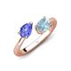 4 - Afra 1.47 ctw Tanzanite Pear Shape (7x5 mm) & Aquamarine Oval Shape (7x5 mm) Toi Et Moi Engagement Ring 