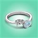 3 - Afra 1.62 ctw White Sapphire Pear Shape (7x5 mm) & Aquamarine Oval Shape (7x5 mm) Toi Et Moi Engagement Ring 
