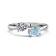 1 - Afra 1.62 ctw White Sapphire Pear Shape (7x5 mm) & Aquamarine Oval Shape (7x5 mm) Toi Et Moi Engagement Ring 