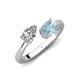 4 - Afra 1.62 ctw White Sapphire Pear Shape (7x5 mm) & Aquamarine Oval Shape (7x5 mm) Toi Et Moi Engagement Ring 