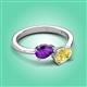 3 - Afra 1.65 ctw Amethyst Pear Shape (7x5 mm) & Yellow Sapphire Oval Shape (7x5 mm) Toi Et Moi Engagement Ring 