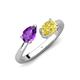 4 - Afra 1.65 ctw Amethyst Pear Shape (7x5 mm) & Yellow Sapphire Oval Shape (7x5 mm) Toi Et Moi Engagement Ring 
