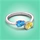 3 - Afra 1.85 ctw Blue Topaz Pear Shape (7x5 mm) & Yellow Sapphire Oval Shape (7x5 mm) Toi Et Moi Engagement Ring 