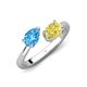 4 - Afra 1.85 ctw Blue Topaz Pear Shape (7x5 mm) & Yellow Sapphire Oval Shape (7x5 mm) Toi Et Moi Engagement Ring 