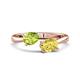 1 - Afra 1.80 ctw Peridot Pear Shape (7x5 mm) & Yellow Sapphire Oval Shape (7x5 mm) Toi Et Moi Engagement Ring 