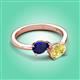 3 - Afra 1.90 ctw Blue Sapphire Pear Shape (7x5 mm) & Yellow Sapphire Oval Shape (7x5 mm) Toi Et Moi Engagement Ring 
