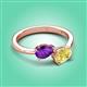 3 - Afra 1.65 ctw Amethyst Pear Shape (7x5 mm) & Yellow Sapphire Oval Shape (7x5 mm) Toi Et Moi Engagement Ring 