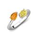 4 - Afra 1.65 ctw Citrine Pear Shape (7x5 mm) & Yellow Sapphire Oval Shape (7x5 mm) Toi Et Moi Engagement Ring 