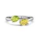 1 - Afra 1.80 ctw Peridot Pear Shape (7x5 mm) & Yellow Sapphire Oval Shape (7x5 mm) Toi Et Moi Engagement Ring 