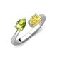 4 - Afra 1.80 ctw Peridot Pear Shape (7x5 mm) & Yellow Sapphire Oval Shape (7x5 mm) Toi Et Moi Engagement Ring 