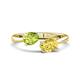 1 - Afra 1.80 ctw Peridot Pear Shape (7x5 mm) & Yellow Sapphire Oval Shape (7x5 mm) Toi Et Moi Engagement Ring 