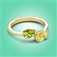 3 - Afra 1.80 ctw Peridot Pear Shape (7x5 mm) & Yellow Sapphire Oval Shape (7x5 mm) Toi Et Moi Engagement Ring 