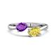 1 - Afra 1.65 ctw Amethyst Pear Shape (7x5 mm) & Yellow Sapphire Oval Shape (7x5 mm) Toi Et Moi Engagement Ring 