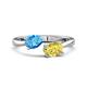 1 - Afra 1.85 ctw Blue Topaz Pear Shape (7x5 mm) & Yellow Sapphire Oval Shape (7x5 mm) Toi Et Moi Engagement Ring 