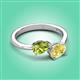 3 - Afra 1.80 ctw Peridot Pear Shape (7x5 mm) & Yellow Sapphire Oval Shape (7x5 mm) Toi Et Moi Engagement Ring 