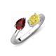 4 - Afra 1.90 ctw Red Garnet Pear Shape (7x5 mm) & Yellow Sapphire Oval Shape (7x5 mm) Toi Et Moi Engagement Ring 