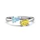 1 - Afra 1.60 ctw Aquamarine Pear Shape (7x5 mm) & Yellow Sapphire Oval Shape (7x5 mm) Toi Et Moi Engagement Ring 