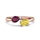 1 - Afra 1.90 ctw Rhodolite Garnet Pear Shape (7x5 mm) & Yellow Sapphire Oval Shape (7x5 mm) Toi Et Moi Engagement Ring 