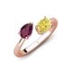 4 - Afra 1.90 ctw Rhodolite Garnet Pear Shape (7x5 mm) & Yellow Sapphire Oval Shape (7x5 mm) Toi Et Moi Engagement Ring 