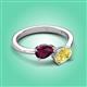 3 - Afra 1.90 ctw Rhodolite Garnet Pear Shape (7x5 mm) & Yellow Sapphire Oval Shape (7x5 mm) Toi Et Moi Engagement Ring 