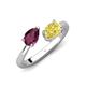 4 - Afra 1.90 ctw Rhodolite Garnet Pear Shape (7x5 mm) & Yellow Sapphire Oval Shape (7x5 mm) Toi Et Moi Engagement Ring 