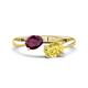 1 - Afra 1.90 ctw Rhodolite Garnet Pear Shape (7x5 mm) & Yellow Sapphire Oval Shape (7x5 mm) Toi Et Moi Engagement Ring 