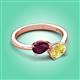 3 - Afra 1.90 ctw Rhodolite Garnet Pear Shape (7x5 mm) & Yellow Sapphire Oval Shape (7x5 mm) Toi Et Moi Engagement Ring 