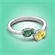 3 - Afra 1.86 ctw Lab Created Alexandrite Pear Shape (7x5 mm) & Yellow Sapphire Oval Shape (7x5 mm) Toi Et Moi Engagement Ring 