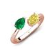 4 - Afra 1.80 ctw Emerald Pear Shape (7x5 mm) & Yellow Sapphire Oval Shape (7x5 mm) Toi Et Moi Engagement Ring 