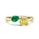 1 - Afra 1.80 ctw Emerald Pear Shape (7x5 mm) & Yellow Sapphire Oval Shape (7x5 mm) Toi Et Moi Engagement Ring 