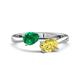 1 - Afra 1.80 ctw Emerald Pear Shape (7x5 mm) & Yellow Sapphire Oval Shape (7x5 mm) Toi Et Moi Engagement Ring 
