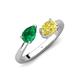 4 - Afra 1.80 ctw Emerald Pear Shape (7x5 mm) & Yellow Sapphire Oval Shape (7x5 mm) Toi Et Moi Engagement Ring 