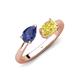 4 - Afra 1.60 ctw Iolite Pear Shape (7x5 mm) & Yellow Sapphire Oval Shape (7x5 mm) Toi Et Moi Engagement Ring 