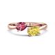 1 - Afra 1.70 ctw Pink Tourmaline Pear Shape (7x5 mm) & Yellow Sapphire Oval Shape (7x5 mm) Toi Et Moi Engagement Ring 