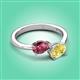 3 - Afra 1.70 ctw Pink Tourmaline Pear Shape (7x5 mm) & Yellow Sapphire Oval Shape (7x5 mm) Toi Et Moi Engagement Ring 