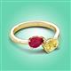 3 - Afra 1.95 ctw Ruby Pear Shape (7x5 mm) & Yellow Sapphire Oval Shape (7x5 mm) Toi Et Moi Engagement Ring 