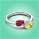 3 - Afra 1.95 ctw Ruby Pear Shape (7x5 mm) & Yellow Sapphire Oval Shape (7x5 mm) Toi Et Moi Engagement Ring 